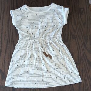 Striped Nautical Dress with Anchor Print